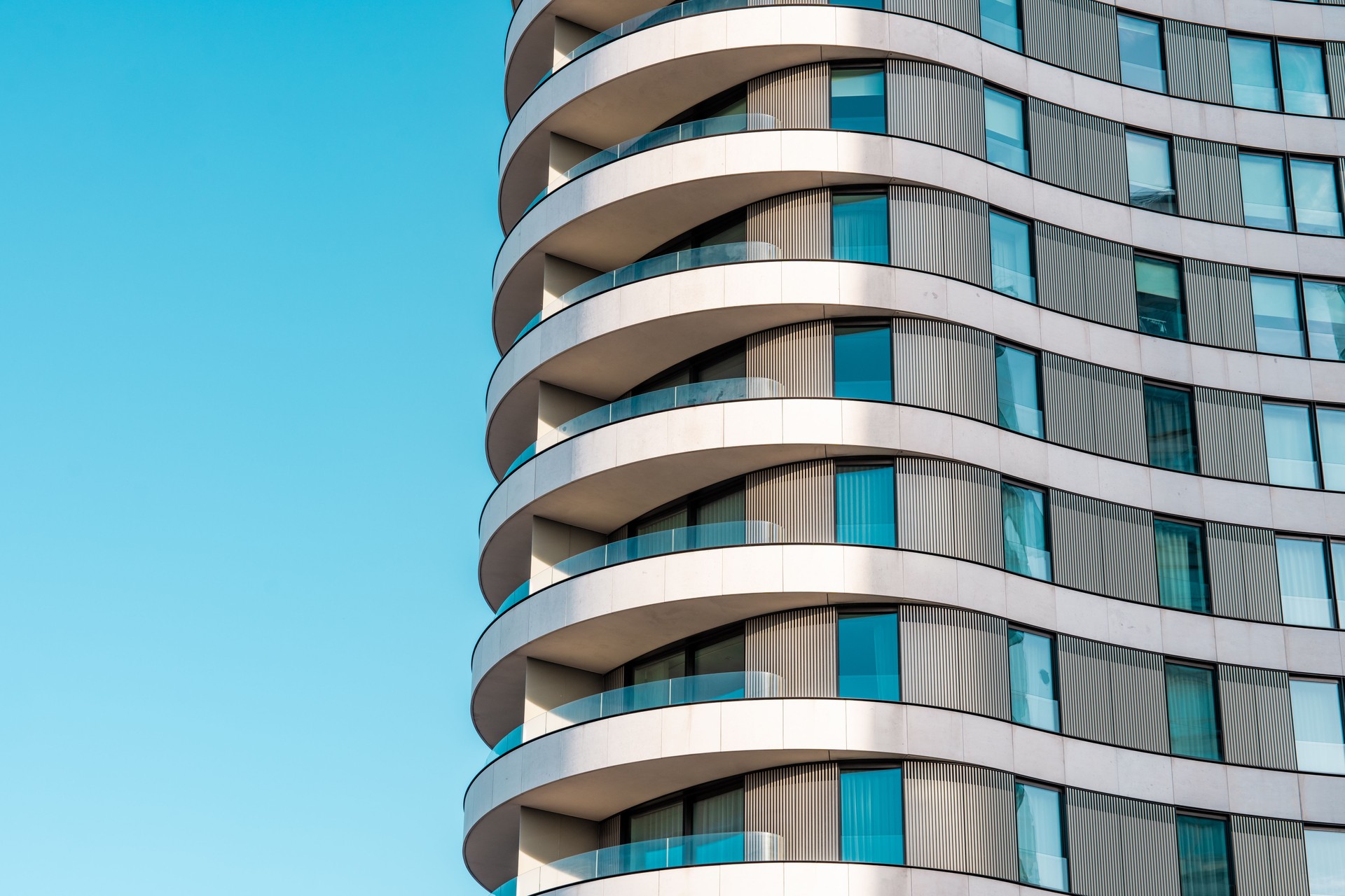 Newly built modern apartment building in London