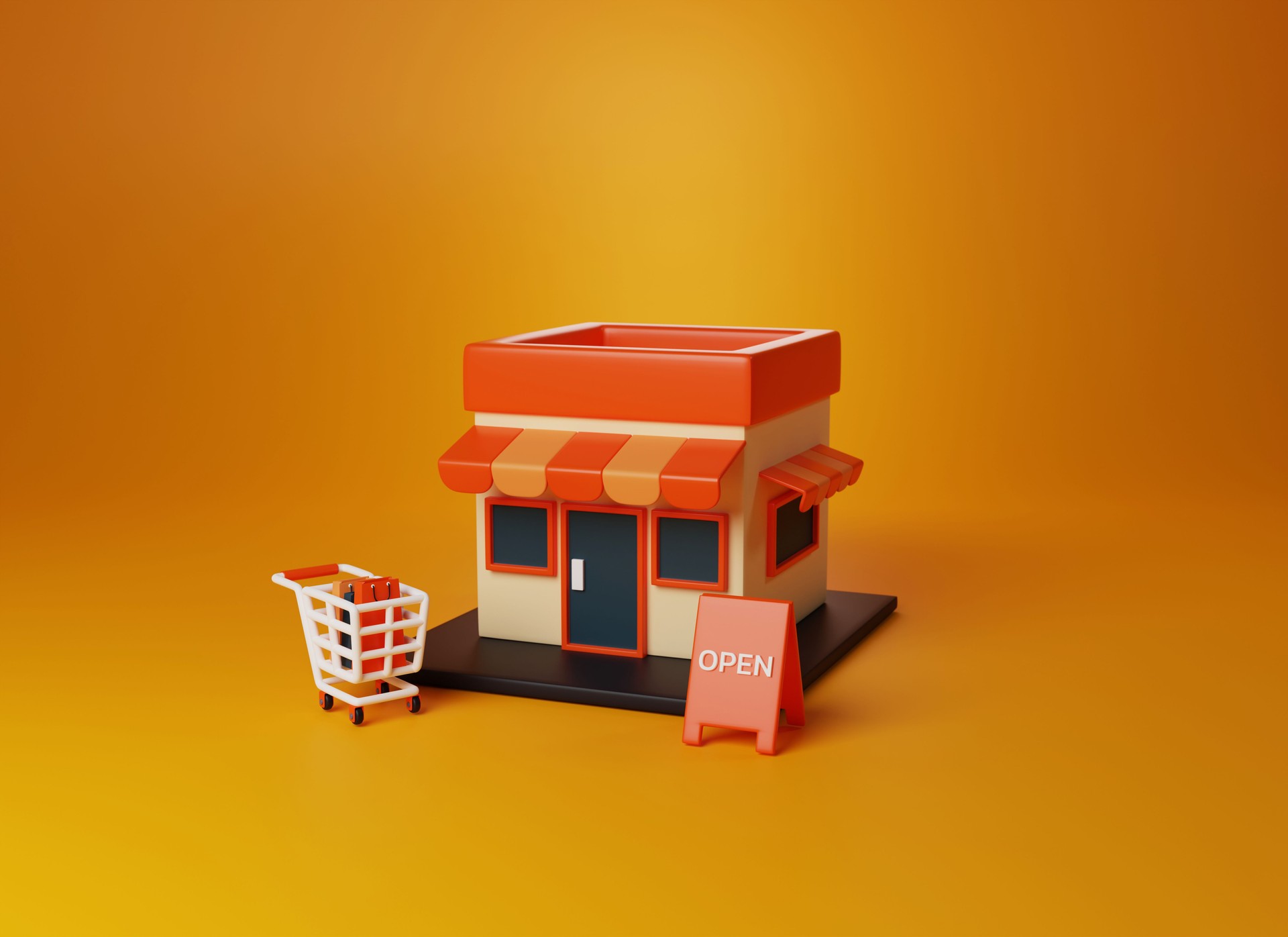 Superstore with Our Engaging 3D Store Front Icon. 3D render